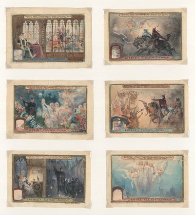 Œuvre originale pour un ensemble de cartes Liebig : Berlioz, Faust (gouache sur papier) - European School