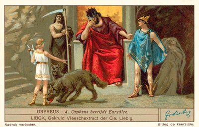 Orphée libère Eurydice (chromolithographie) - European School