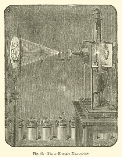 Microscope photoélectrique (gravure) - European School