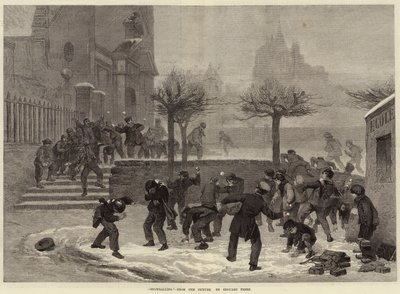 Bataille de boules de neige (gravure) - European School
