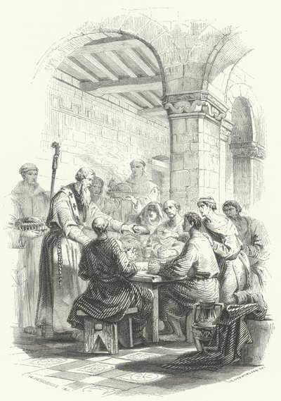Saint Éloi servant de la nourriture aux pauvres (gravure) - European School