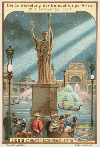 Lampadaires, carte de Liebig, début du 20e siècle (chromo) - European School