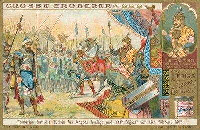 Tamburlaine à la conquête de Bajazeth, carte de Liebig, début du 20e siècle (chromo) - European School