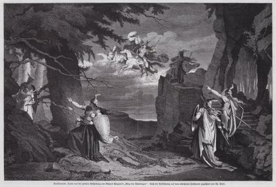 La chevauchée des Walkyries, scène de Die Walküre, le deuxième opéra de Der Ring des Nibelungen de Richard Wagner, joué au Théâtre National de Munich - European School