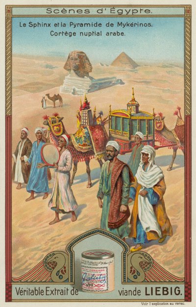 Le Sphinx et la pyramide de Menkaure avec une procession de mariage arabe - European School