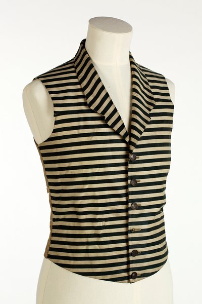 Gilet à rayures horizontales vert foncé et blanc, c.1800-50 - European School