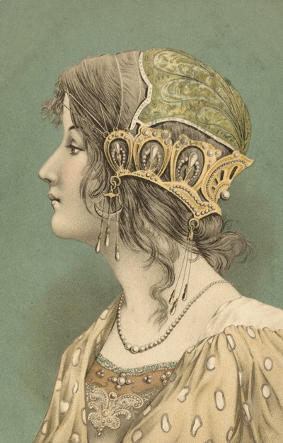 Femme au bonnet (lithographie couleur) - European School