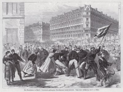 Femmes attaquant des gendarmes capturés escortés par la Garde nationale, Commune de Paris - European School