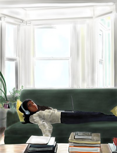 Ava On Couch, Brooklyn (art numérique) - Evan Sklar