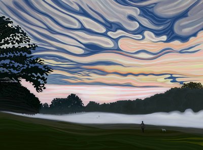 Champ et brouillard le matin, Brooklyn (art numérique) - Evan Sklar
