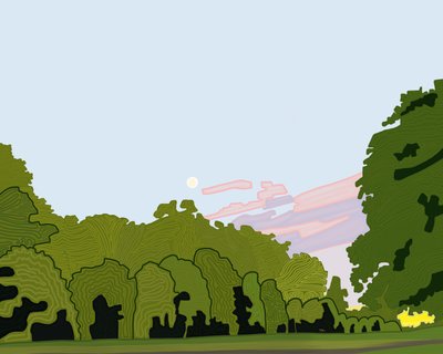 Hyde Park avec un renard (art numérique) - Evan Sklar