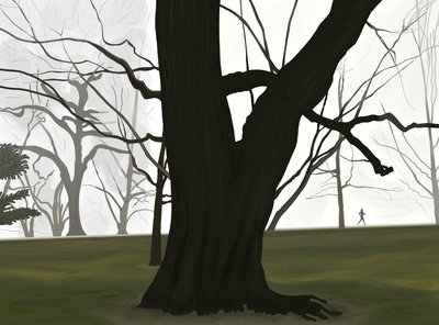 Arbre et joggeur. Tôt le matin. Prospect park (art numérique) - Evan Sklar