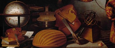 Nature morte avec instruments de musique, globe et sphère armillaire (détail) - Evaristo Baschenis