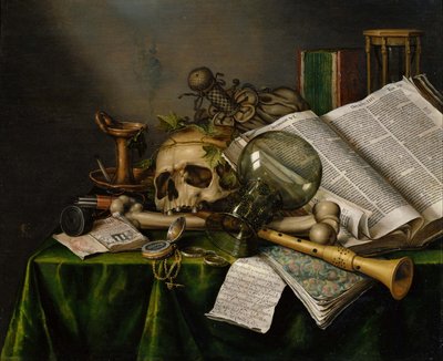 Vanitas - nature morte avec livres et crânes - Evert Collier