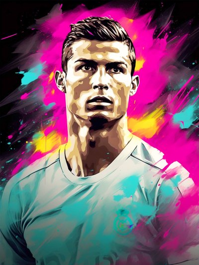 Peinture abstraite acrylique, Cristiano Ronaldo sur toile - F. Abderrahim