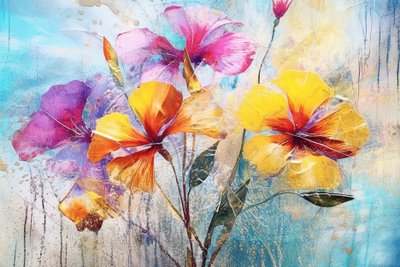 Fond de fleurs magnifiques, peinture florale générée par IA - F. Abderrahim