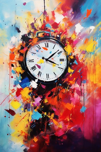 Horloge murale classique, peinture intemporelle sur toile - F. Abderrahim