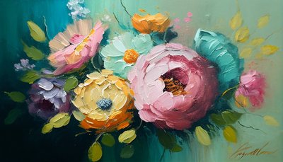 Nature morte florale horizontale - F. Abderrahim