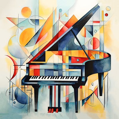 Style Abstrait de Kandinsky, Clés de Piano Abstraites, Décoration Murale pour Salon et Hall - F. Abderrahim