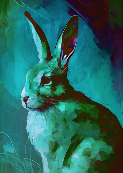 Lapin et fond lumineux, inspiré par van Gogh - F. Abderrahim