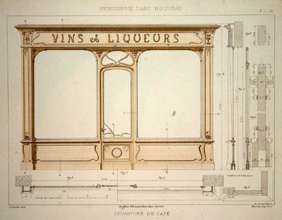 Conception pour une devanture de marchand de vin, illustration de 