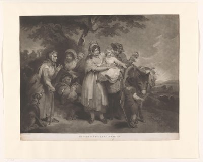 Groupe de Roms avec un âne emmenant un enfant - F. Green