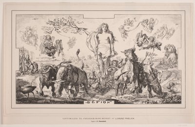Gefion, peinture de plafond pour le musée de Frederiksborg par Lorenz Frølich - F. Hendriksen