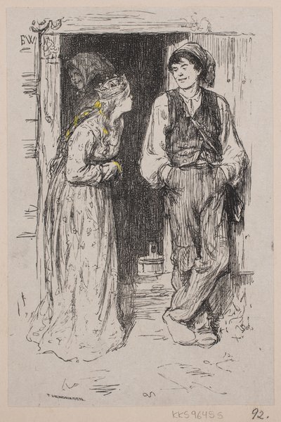 Illustration de "Askeladden som fik prinsessen til at løgste sig" - F. Hendriksen
