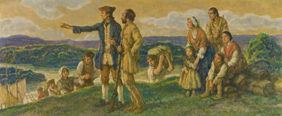 Arrivée du colonel John Donaldson (dessin pour la peinture murale) - F. Luis Mora