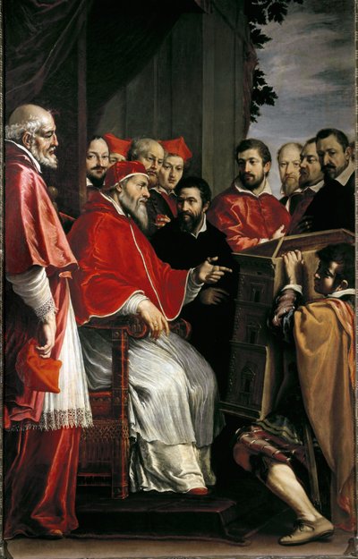 Michel-Ange présentant le modèle du bâtiment du tribunal de Rota à la rue Giulia au pape Jules III - Fabrizio Boschi
