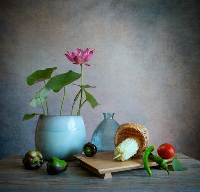 Nature morte au lotus rose - Fangping Zhou