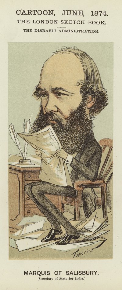 Caricature du Marquis de Salisbury (lithographie en couleur) - Faustin (b.1847)
