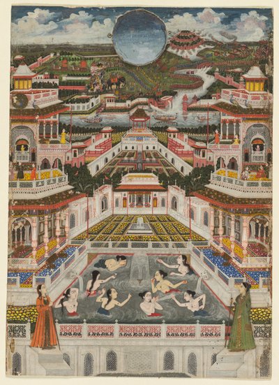 Femmes se baignant devant un panorama architectural, vers 1765 - Fayzullah Fayzullah