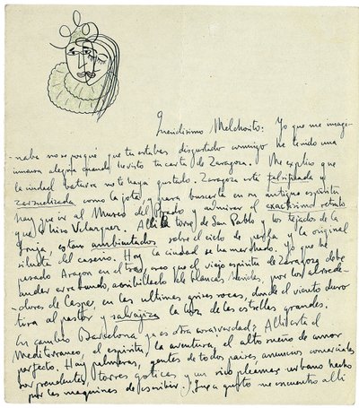 Lettre autographe à Melchor Fernandez Alamgro, Grenade, fin janvier 1926 - Federico Garcia Lorca