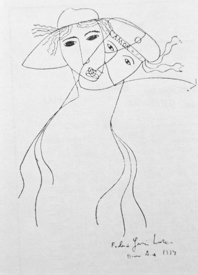 Dessin pour illustrer un de ses propres poèmes, réalisé à Buenos Aires - Federico Garcia Lorca