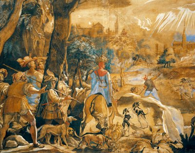 Scène de chasse avec Florence imaginaire - Federico Zuccaro