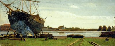 Navire sur le quai - Federigo Zandomeneghi