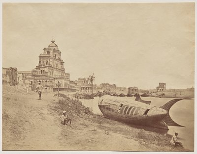 Palais de Chutter Manzil, avec le bateau du roi en forme de poisson - Felice A. Beato