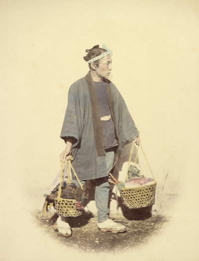 Cuisinier japonais, revenant du marché - Felice Beato