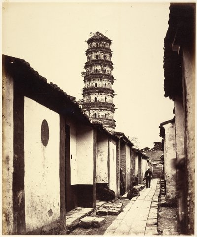 Pagode à neuf étages et rue Tartar, Canton - Felice Beato