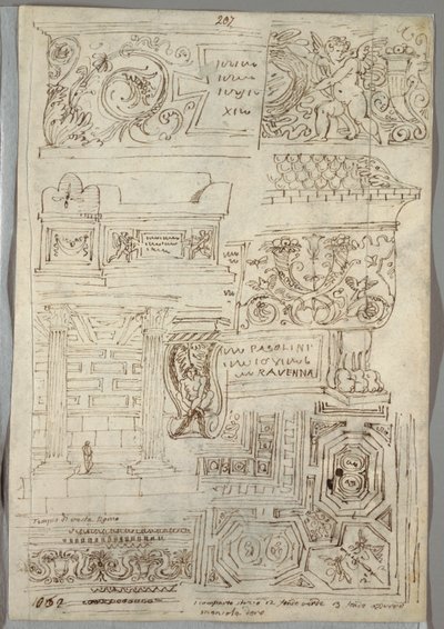 Étude décorative; (verso) Deux études de tête - Felice Giani