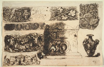 Frises; Un sarcophage antique; Un vase - Felice Giani