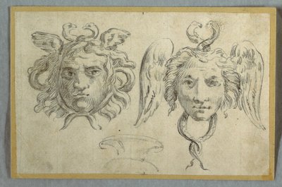 Masque à deux têtes; Masque à deux têtes de serpent - Felice Giani