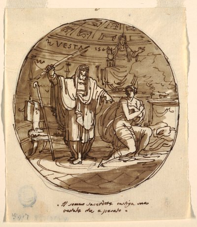 Le Grand Prêtre punit une Vestale, Sala di Numa Pompilius, Palazzo Milzetti, Faenza - Felice Giani