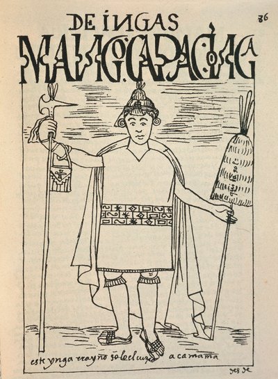 Représentation de Manco Capac, le fondateur légendaire du royaume de Cusco et une figure de la mythologie inca - Felipe Huaman Poma de Ayala