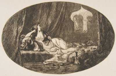 Odalisque allongée dans un harem, de Titres de Romance, 1857 - Felix Bracquemond