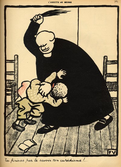 Un prêtre bat un garçon, de 