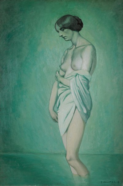 Baigneur de profil, effet de vert et rose - Felix Edouard Vallotton