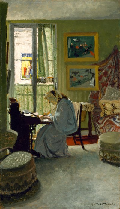 Femme écrivant dans un intérieur, 1904 - Felix Edouard Vallotton