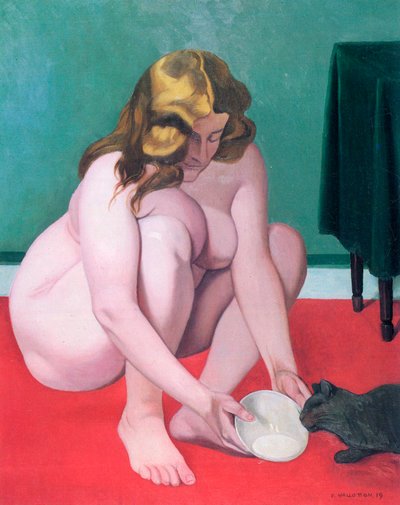 Femme avec un chat - Felix Edouard Vallotton